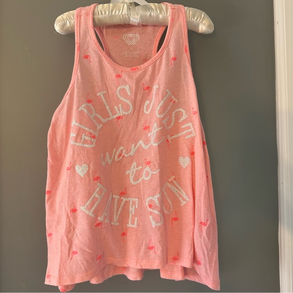 unsure Other - Pink sparkly Girls Tank Top “ girls just wanna have sun”